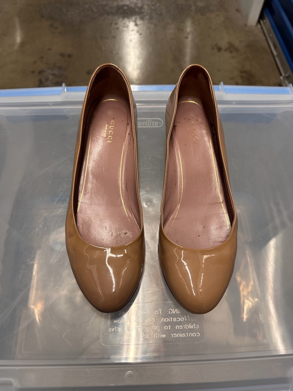 Gucci Patent Leather with Studded Cork Heel